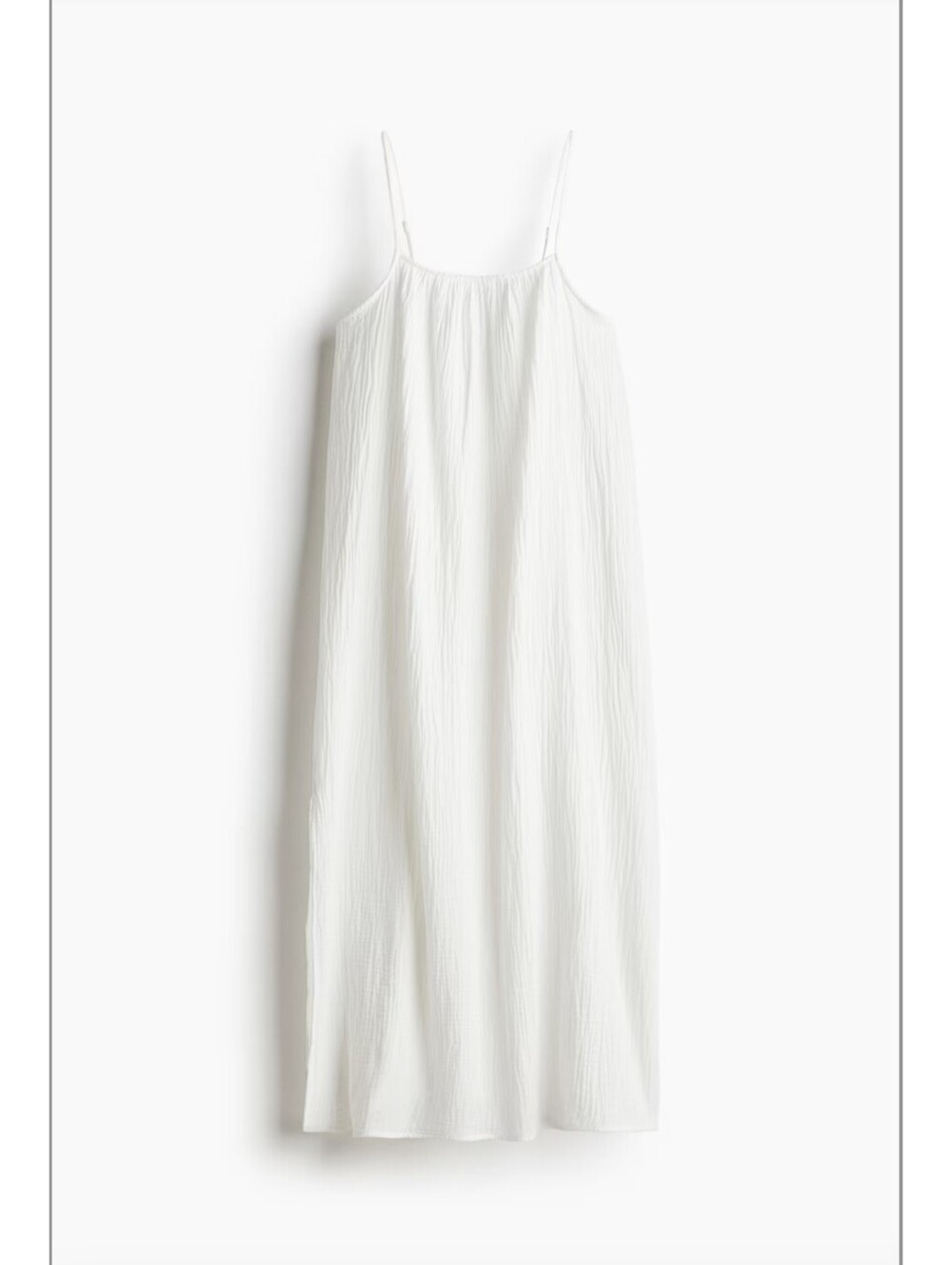 H&M - White Cotton Maxi Dress with Spaghetti Straps, Size M